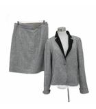 ケーティー キヨコ タカセ  K.T KIYOKO TAKASE フォーマルスーツ セットアップ 上下 テーラードジャケット ミドル丈 ツイード フレアスカート ミモレ丈 17 大きいサイズ グレー /SM11 ■GY58