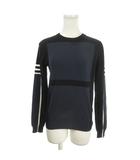 ダブルスタンダードクロージング ダブスタ DOUBLE STANDARD CLOTHING WOMEN ニット セーター F 紺 ネイビー 黒 ブラック 長袖 カラーブロック 袖ライン /MN22 ■GY58