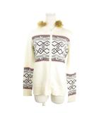 トミーガール tommy girl ニットパーカー 長袖 XS 白 ホワイト インターシャ ロゴ /MN11 ■GY58