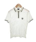 バーバリーゴルフ BURBERRY GOLF 美品 ポロシャツ L 白 ホワイト 半袖 ハーフジップ ストライプ柄 /SJ ■GY58