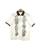 ブラック&ホワイト BLACK&WHITE SPORTSWEAR ポロシャツ ゴルフ M 白 ホワイト 半袖 ポロ襟 プリント柄 6454212 /MN15 ■GY58