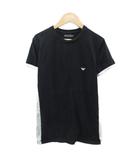 エンポリオアルマーニ EMPORIO ARMANI アンダーウェア Tシャツ カットソー 黒 ブラック 半袖 ラウンドネック ロゴプリント /YS21 ■GY58