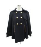 アプワイザーリッシェ Apuweiser-riche ステンカラーコート ミドル丈 2 黒 ブラック ダブルブレスト ケープ型 /SM65 ■GY58