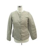 ダウンジャケット ノーカラー ナイロン M グレージュ  ミドル丈 /YS18 ■GY58