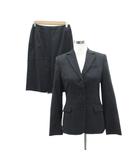 クミキョク 組曲 KUMIKYOKU スーツ セットアップ 上下 テーラードジャケット シングル ミドル丈 総裏地 フレアスカート ひざ丈 上3 下2 黒 ブラック /HO3 ■GY58