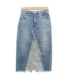 デニムスカート タイトスカート S 水色 ライトブルー フリンジ加工 /HO56 ■GY58