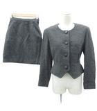 ニコルクラブ NICOLE CLUB フォーマル セットアップ 上下 グレー ノーカラージャケット ショート丈 タイトスカート ミニ丈 /YS28 ■GY58