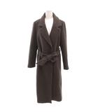 ecru ロングチェスターコート セットインスリーブ 比翼 ダークブラウン ウエストベルト /YJ ■GY58