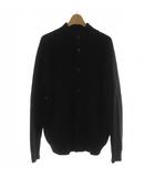 ニットカーディガン セーター M 黒 ブラック 無地 スタンドカラー ジャガード編み 長袖 /RP ■GY58