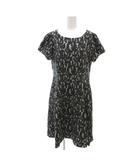 エフデ ef-de 美品 ワンピース レース柄 半袖 総柄 タック 13 黒 ブラック 白 ホワイト /YJ ■GY60