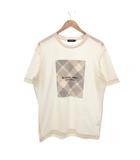 Tシャツ カットソー L 白 ホワイト グレー 半袖 チェック柄 ロゴプリント /NU ■GY60