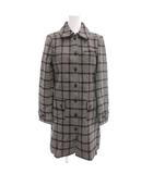 ナチュラルビューティーベーシック NATURAL BEAUTY BASIC ステンカラーコート ミドル丈 グレンチェック 千鳥格子柄 S 黒 ブラック 白 ホワイト /GV ■GY60