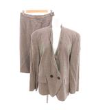 コルディア CORDIER 美品 セットアップ ジャケット タイトスカート 絹 シルク 40 黒 ブラック チェック柄 Vネック 長袖 ひざ丈 /SJ ■GY60