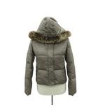 ダウンジャケット 上着 ミドル丈 36 カーキ フード付き ファー付き /HO20 ■GY58
