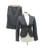 コムサイズム COMME CA ISM スーツ セットアップ 上下 テーラードジャケット シングル ミドル丈 総裏地 タイトスカート ミモレ丈 上M 下L 黒 ブラック オフホワイト /HO11 ■GY58