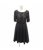 エフデ ef-de ドッキングワンピース ひざ丈 半袖 シースルー 11 黒 レース /SY27 ■GY58
