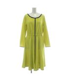 Collection ワンピース 長袖 ロング クルーネック M 黄色 イエロー 黒 ブラック /XZ ■GY58