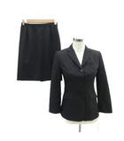スーツ セットアップ 上下 36 黒 ブラック テーラードジャケット シングルボタン ミドル丈 タイトスカート ひざ丈 /YS41 ■GY58