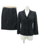 コムサデモード COMME CA DU MODE フォーマルスーツ セットアップ 上下 ジャケット ミドル丈 タイトスカート ひざ丈 7 黒 ブラック /SM5 ■GY58