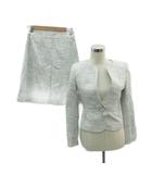 エニィファム anyFam スーツ セットアップ 上下 ノーカラージャケット ミドル丈 フレアスカート ひざ丈 2 M ライトグレー /SY24 ■GY58