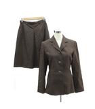 ロイスクレヨン Lois CRAYON スーツ セットアップ 上下 テーラードジャケット ミドル丈 シングルボタン フレアスカート ミモレ丈 M 茶 /SY5 ■GY58