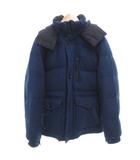 ウールサージダウンジャケット ジップアップ フード付 4 青 ブルー /GV ■GY58