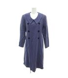 襟付きロングワンピース ウール ウエストベルト 9 紫 パープル ダブルブレスト /YJ ■GY60