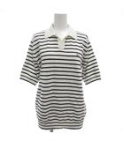 ラコステ LACOSTE ニットポロシャツ カットソー 半袖 スキッパー ボーダー 3 黒 ブラック 白 ホワイト /GV ■GY60