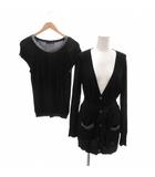 22オクトーブル 22 OCTOBRE アンサンブル ニット カーディガン カットソー 4 黒 ブラック スパンコール装飾 長袖 ショートスリーブ /NU ■GY60