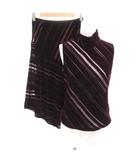 ミッシェルクラン MICHEL KLEIN 美品 セットアップ ブラウス フレアスカート 38 赤紫 バイオレット ストライプ柄 タートルネック ノースリーブ ロング丈 /SJ ■GY60