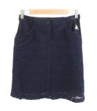 ブラック&ホワイト BLACK&WHITE タグ付き 台形スカート ペチパンツ M 紺 ネイビー レース柄 ミニ丈 /SJ ■GY60