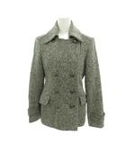 エムケー ミッシェルクラン MK MICHEL KLEIN Pコート ピーコート レジメンタルストライプ 38 白 ホワイト 黒 ブラック ダブルブレスト /YJ ■GY60