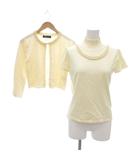 エムズグレイシー M'S GRACY アンサンブルニット セーター カーディガン 38 フェイクパール装飾 長袖 半袖 白 ホワイト /NU ■GY60