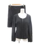 アンタイトル UNTITLED 美品 セットアップ ノーカラージャケット 台形スカート ウール 4 黒 ブラック 無地 ひざ丈 /SJ ■GY60