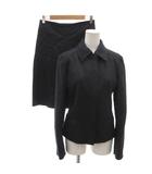 アンタイトル UNTITLED セットアップ ノーカラージャケット 台形スカート ウール 2 灰色 グレー 無地 ひざ丈 /SJ ■GY60