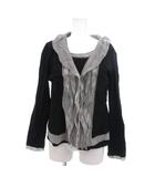 アンサンブル カーディガン 40 黒 ブラック グレー ストライプ柄 フリルデザイン /TZ ■GY60