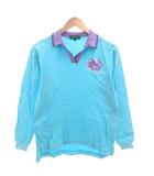 ケンゾー KENZO GOLF ヴィンテージ ポロシャツ 鹿の子 2 水色 ライトブルー 紫 パープル 長袖 花柄刺繍 /TZ ■GY60