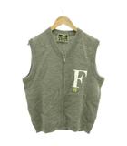 ゴルフ 美品 ニットベスト ウール 50 グレー Vネック フロントジッパー /YJ ■GY60