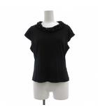 レオナール LEONARD カットソー L 黒 ブラック カウルネック ラインストーン装飾 半袖 /SX ■GY60