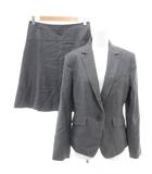 クミキョク 組曲 KUMIKYOKU 美品 スーツセットアップ ジャケット フレアスカート 3 灰色 グレー ピンストライプ柄 長袖 テーラードカラー ひざ丈 /SJ ■GY60