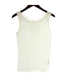 サマンサモスモス SM2 ブルー blue タンクトップ ノースリーブ レース フリル M 白 ホワイト /XZ ■GY58