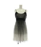 ビーシービージーマックスアズリア BCBGMAXAZRIA ドレス ワンピース 絹 シルク キャミソール ひざ丈 総柄 ラインストーン 02 黒 ブラック 白 ホワイト /XZ ■GY58