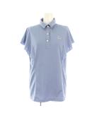 マンシングウェア MUNSINGWEAR ゴルフウェア ポロシャツ 半袖 レギュラーカラー ハーフボタン ストレッチ ストライプ柄 バイカラー L 青 ブルー 水色 ライトブルー /BB ■GY58