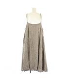 フレアワンピース ミモレ ロング キャミソール 花柄 F グレー /BB ■GY58