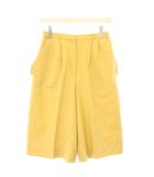 コルディア CORDIER キュロットパンツ タック クロップド丈 ワンカラー ジップフライ 9 黄色 イエロー /BB ■GY58