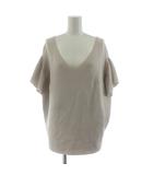 イエナ IENA ニット カットソー ベージュ Vネック フリル袖 半袖 /KU ■GY58