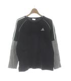 アディダス adidas Tシャツ カットソー 長袖 フェイクレイヤード ロゴ刺繍 男の子 160cm 紺 ネイビー グレー /KU ■GY58