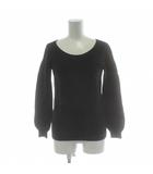 ニット セーター ウール 38 黒 ブラック 長袖 ラウンドネック リブ編み トップス /PP ■GY61