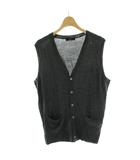 ベスト ウール ニット M グレー Vネック 袖なし ボタンフロント トップス /PP ■GY60