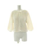 カーディガン FREE 白 ホワイト ノーカラー 七分袖 立体織り柄 トップス /PP ■GY60